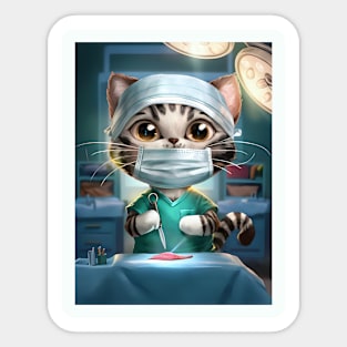 Cute cat surgeon in icu Sticker